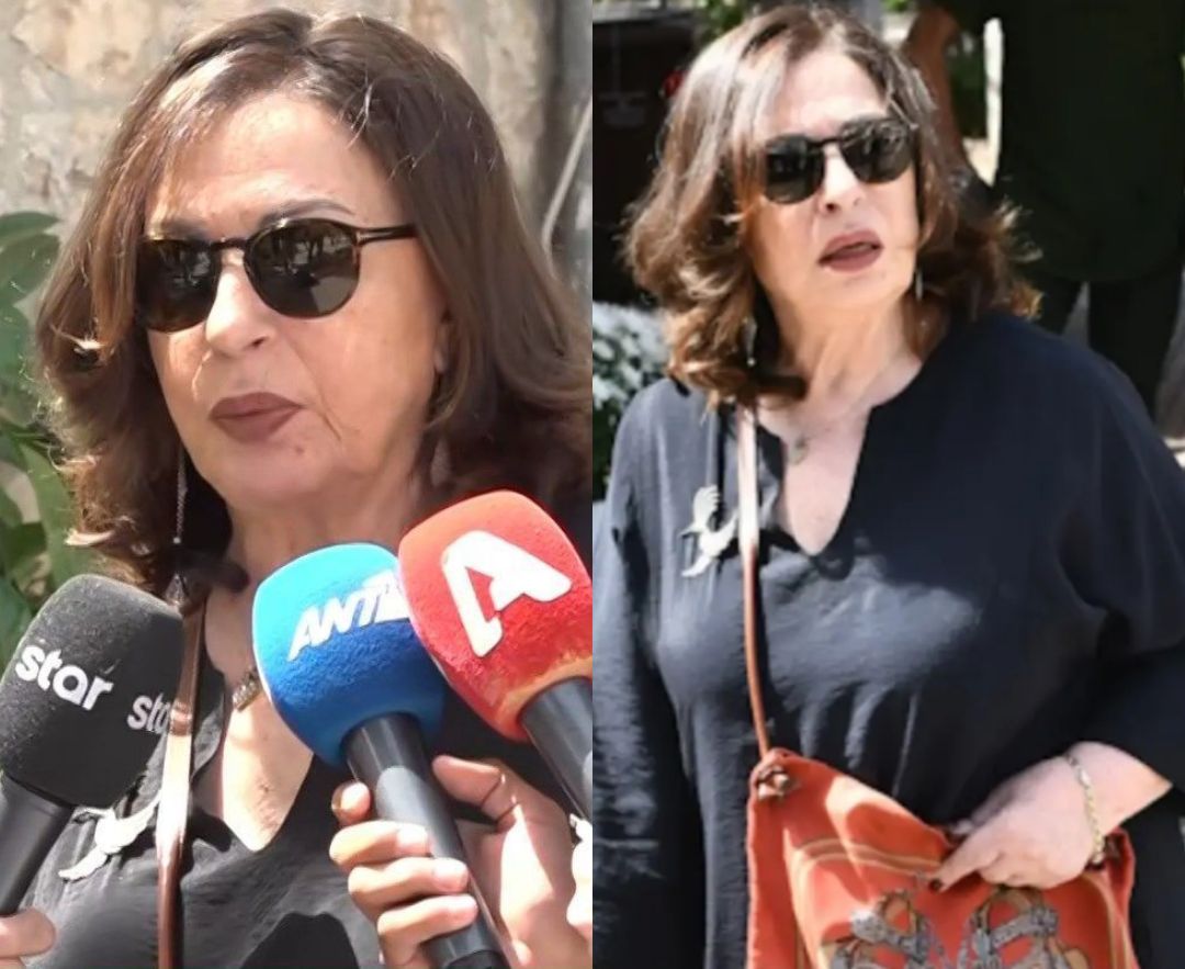 Κηδεία Αχιλλέα Θεοφίλου: Ράκος η Χάρις Αλεξίου, αποχαιρέτησε τον πρώην σύζυγό της