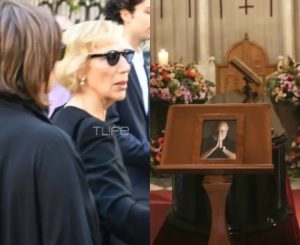 Κηδεία Διονύση Σαββόπουλου: Συντετριμμένη η σύζυγός του, Άσπα Σαββοπούλου – Οι πρώτες φωτoγραφίες