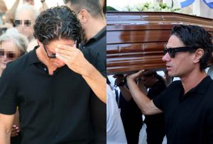 Πάνος Βλάχος: «Λύγισε» στην κηδεία του Καλογερόπουλου – Η στιγμή που σήκωσε το φέρετρο – Φωτογραφίες